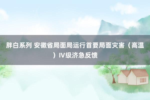 胖白系列 安徽省局面局运行首要局面灾害（高温）Ⅳ级济急反馈